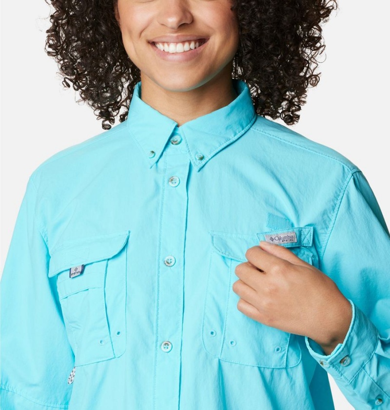 Columbia PFG Bahama Long Sleeve Women's Shirt Blue | QEBUOM-120