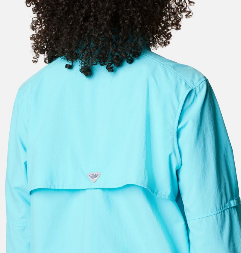 Columbia PFG Bahama Long Sleeve Women's Shirt Blue | QEBUOM-120