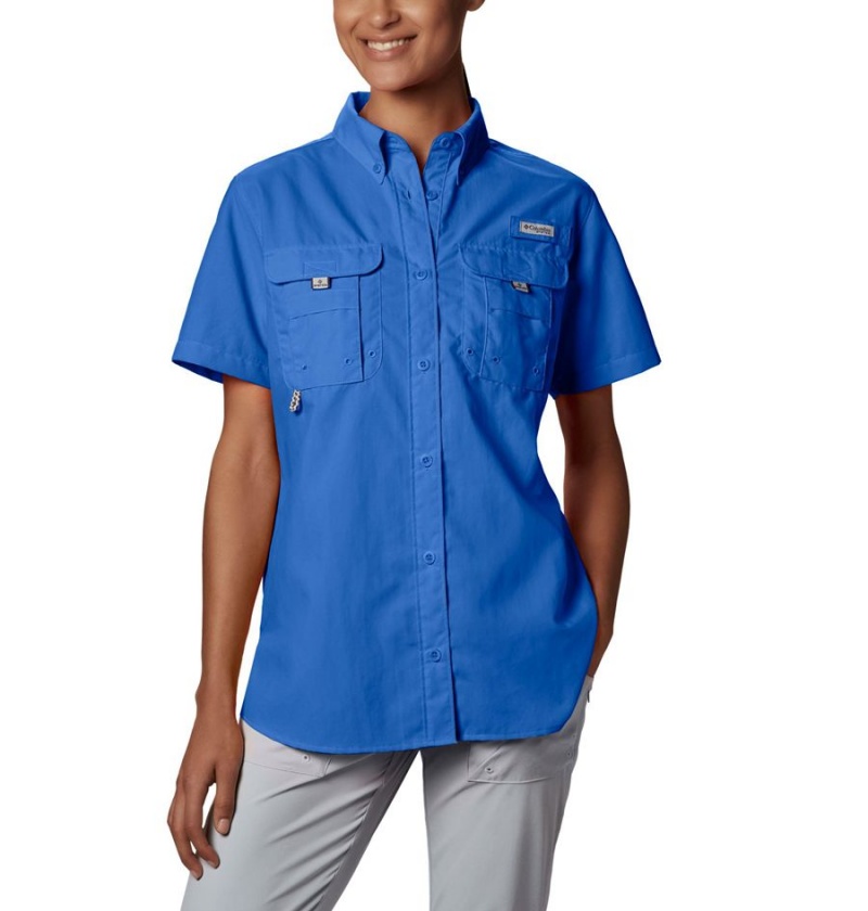 Columbia PFG Bahama Short Sleeve Women's Shirt Blue | TLBGAC-179