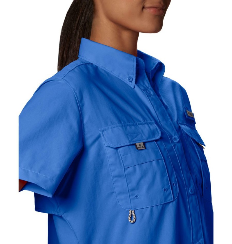 Columbia PFG Bahama Short Sleeve Women's Shirt Blue | TLBGAC-179