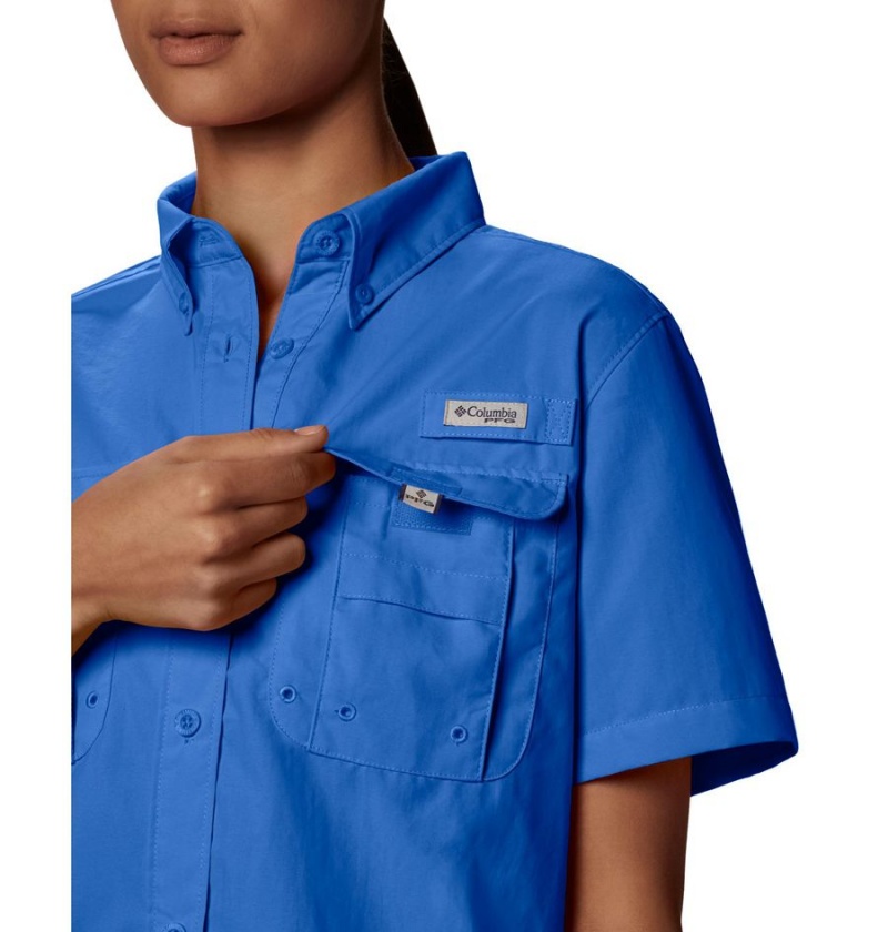Columbia PFG Bahama Short Sleeve Women's Shirt Blue | TLBGAC-179
