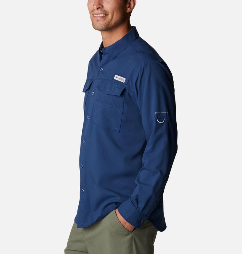 Columbia PFG Blood and Guts IV Woven Long Sleeve Men's Shirt Blue | ERCPXH-921