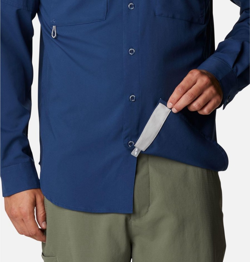 Columbia PFG Blood and Guts IV Woven Long Sleeve Men's Shirt Blue | ERCPXH-921