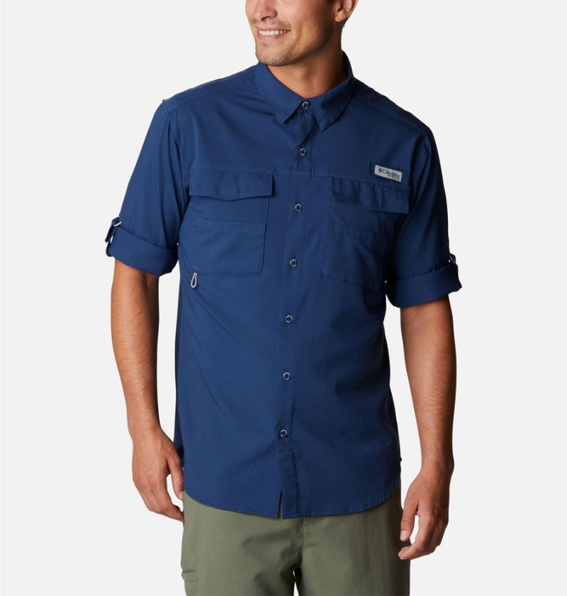 Columbia PFG Blood and Guts IV Woven Long Sleeve Men's Shirt Blue | ERCPXH-921
