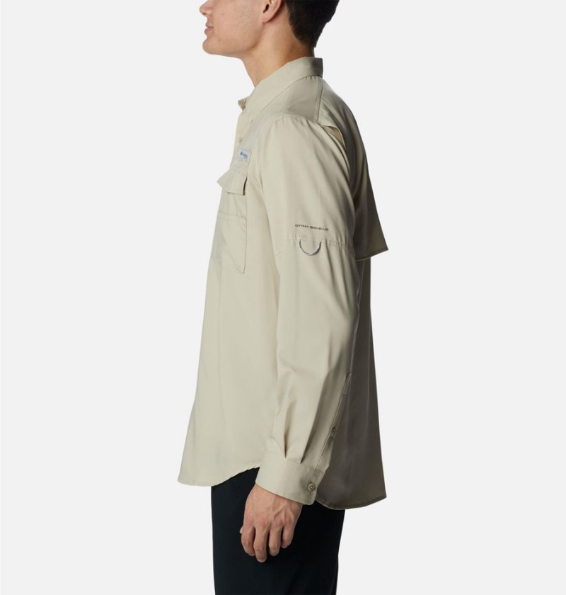 Columbia PFG Blood and Guts IV Woven Long Sleeve Men's Shirt Khaki | CXHZNU-523