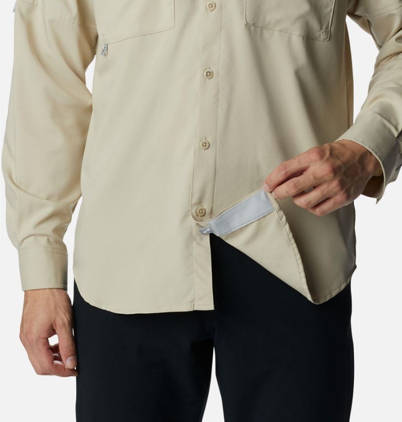 Columbia PFG Blood and Guts IV Woven Long Sleeve Men's Shirt Khaki | CXHZNU-523