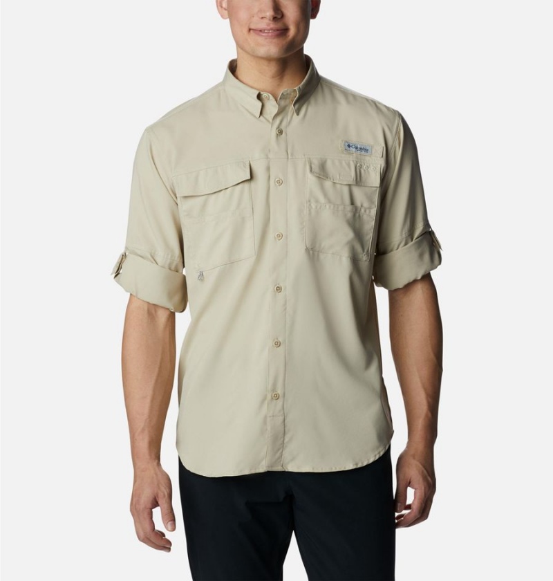 Columbia PFG Blood and Guts IV Woven Long Sleeve Men's Shirt Khaki | CXHZNU-523