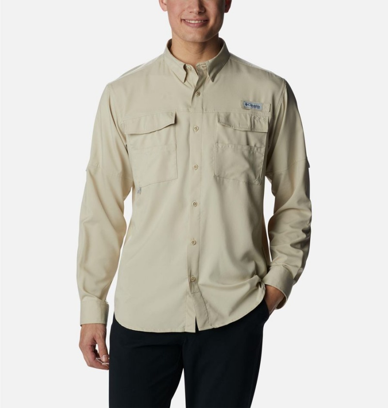 Columbia PFG Blood and Guts IV Woven Long Sleeve Men\'s Shirt Khaki | CXHZNU-523