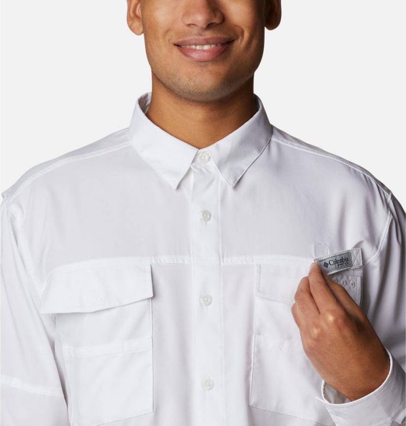 Columbia PFG Blood and Guts IV Woven Long Sleeve Men's Shirt White | SGXYBF-024