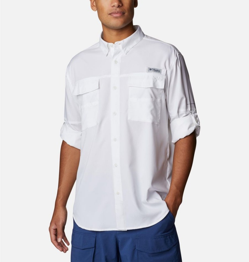Columbia PFG Blood and Guts IV Woven Long Sleeve Men's Shirt White | SGXYBF-024
