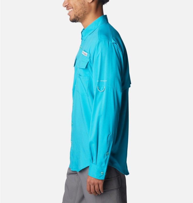 Columbia PFG Blood and Guts IV Woven Long Sleeve Men's Shirt Turquoise | XRKNUD-654