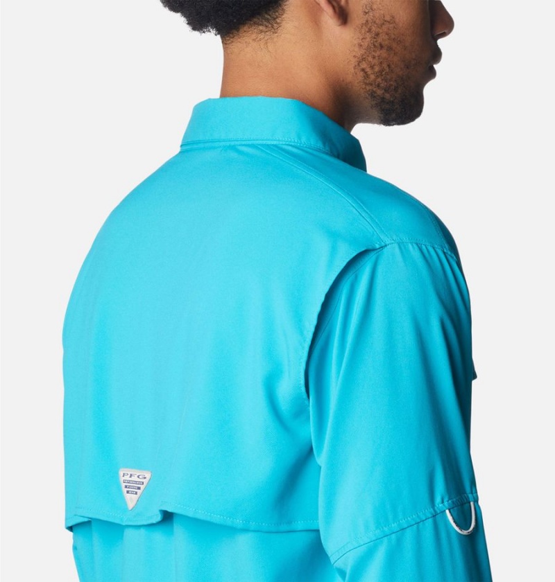 Columbia PFG Blood and Guts IV Woven Long Sleeve Men's Shirt Turquoise | XRKNUD-654