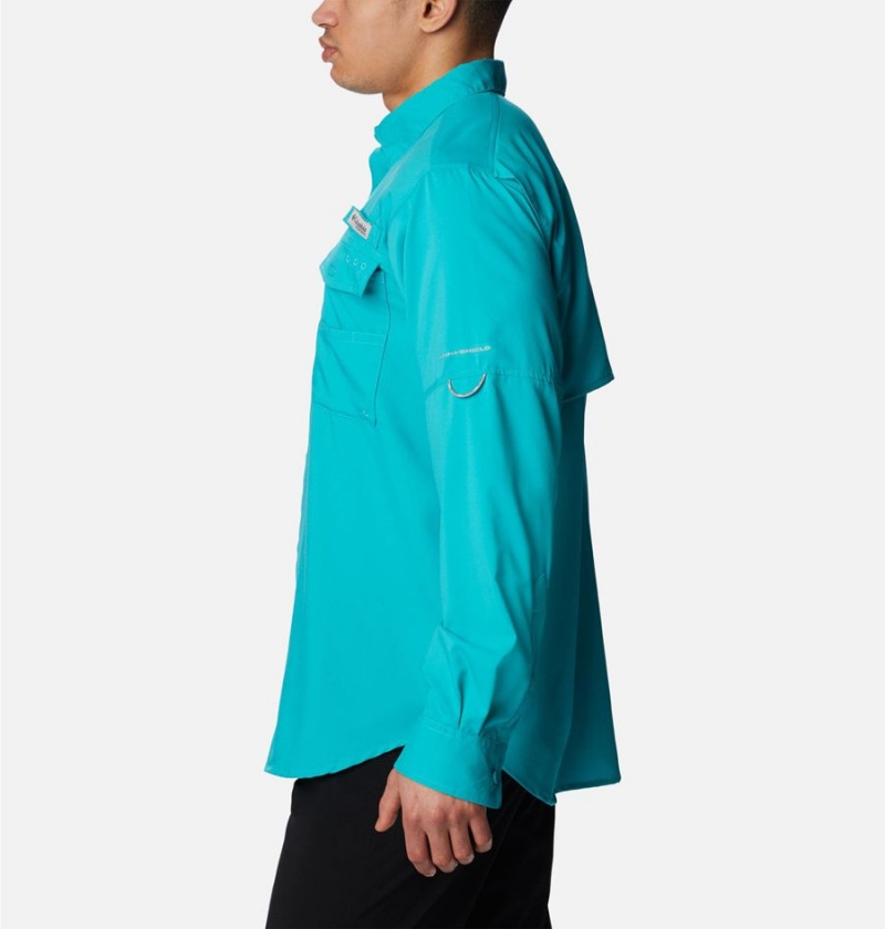 Columbia PFG Blood and Guts IV Woven Long Sleeve Men's Shirt Turquoise | CWFLKG-591