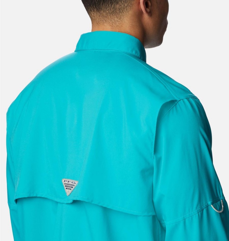 Columbia PFG Blood and Guts IV Woven Long Sleeve Men's Shirt Turquoise | CWFLKG-591