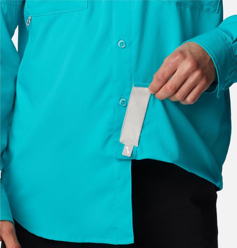 Columbia PFG Blood and Guts IV Woven Long Sleeve Men's Shirt Turquoise | CWFLKG-591