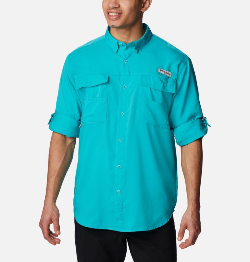 Columbia PFG Blood and Guts IV Woven Long Sleeve Men's Shirt Turquoise | CWFLKG-591