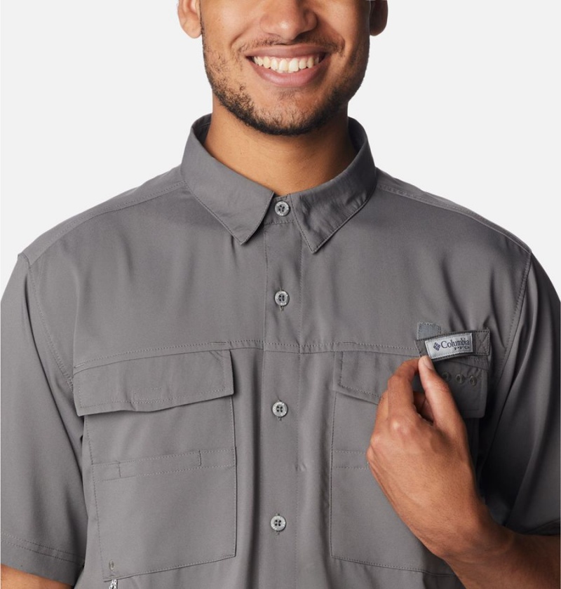 Columbia PFG Blood and Guts IV Woven Short Sleeve Men's Shirt Grey | KSICQW-614