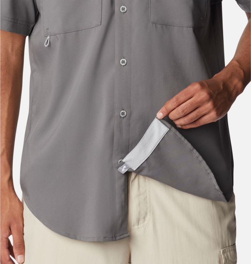 Columbia PFG Blood and Guts IV Woven Short Sleeve Men's Shirt Grey | KSICQW-614