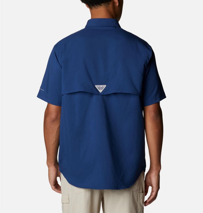 Columbia PFG Blood and Guts IV Woven Short Sleeve Men's Shirt Blue | CRGDOX-092