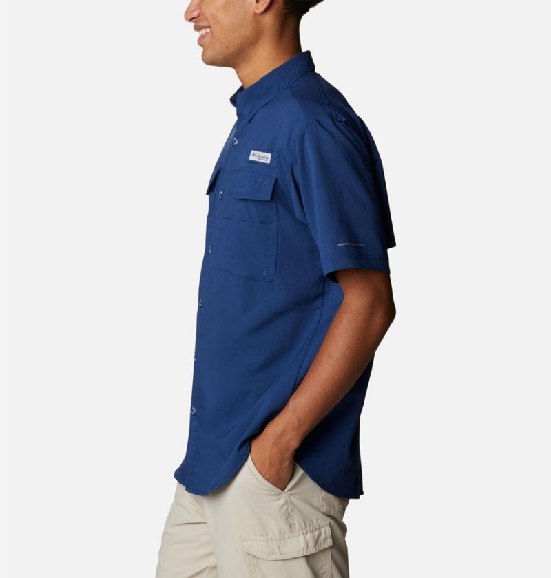 Columbia PFG Blood and Guts IV Woven Short Sleeve Men's Shirt Blue | CRGDOX-092