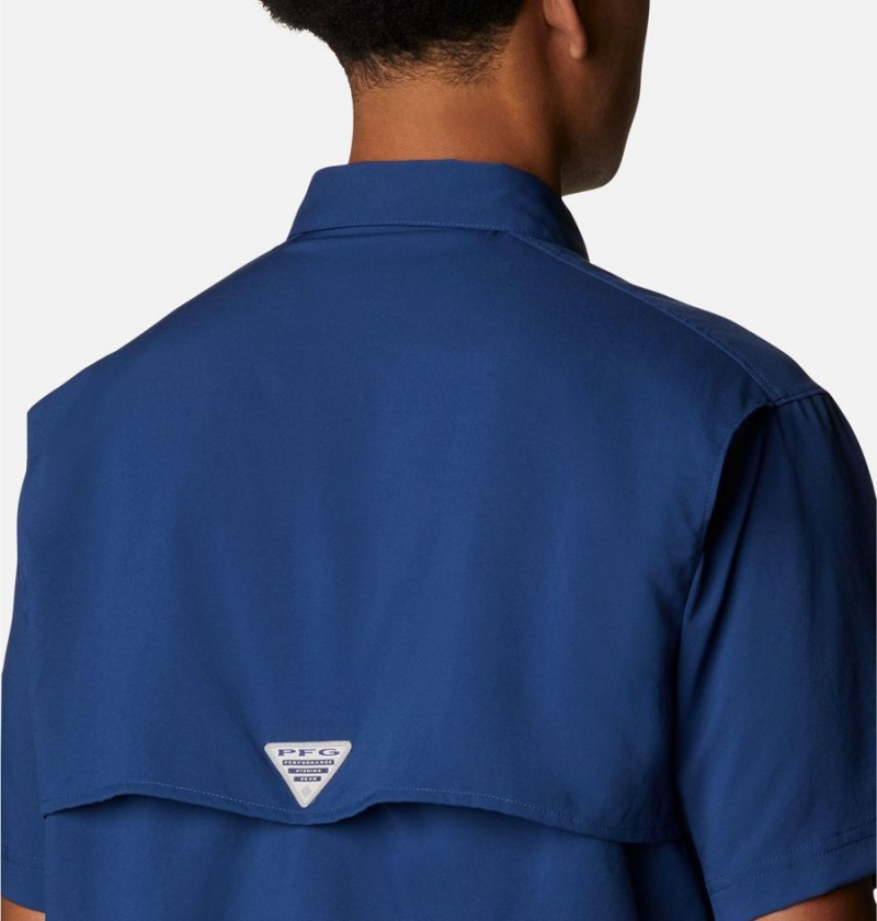 Columbia PFG Blood and Guts IV Woven Short Sleeve Men's Shirt Blue | CRGDOX-092