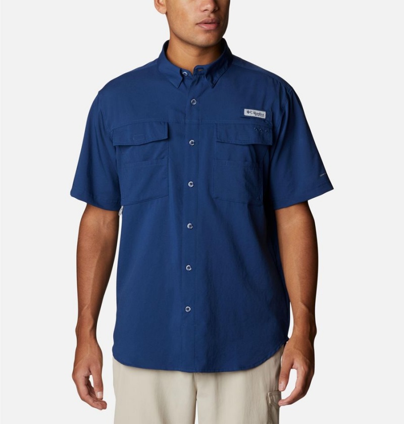 Columbia PFG Blood and Guts IV Woven Short Sleeve Men\'s Shirt Blue | CRGDOX-092
