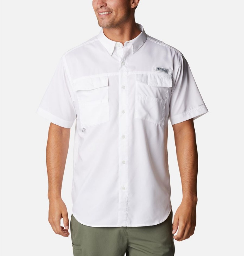 Columbia PFG Blood and Guts IV Woven Short Sleeve Men\'s Shirt White | GWTJZN-412