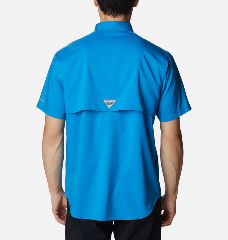 Columbia PFG Blood and Guts IV Woven Short Sleeve Men's Shirt Blue | DHRVCE-490