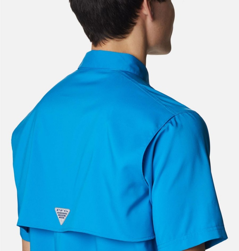 Columbia PFG Blood and Guts IV Woven Short Sleeve Men's Shirt Blue | DHRVCE-490