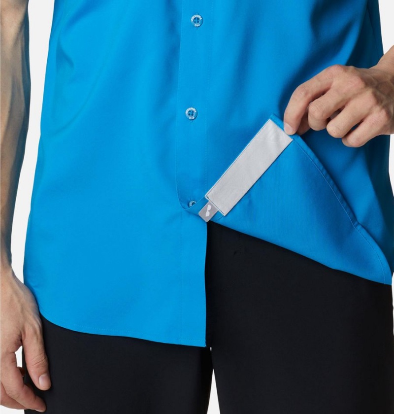Columbia PFG Blood and Guts IV Woven Short Sleeve Men's Shirt Blue | DHRVCE-490