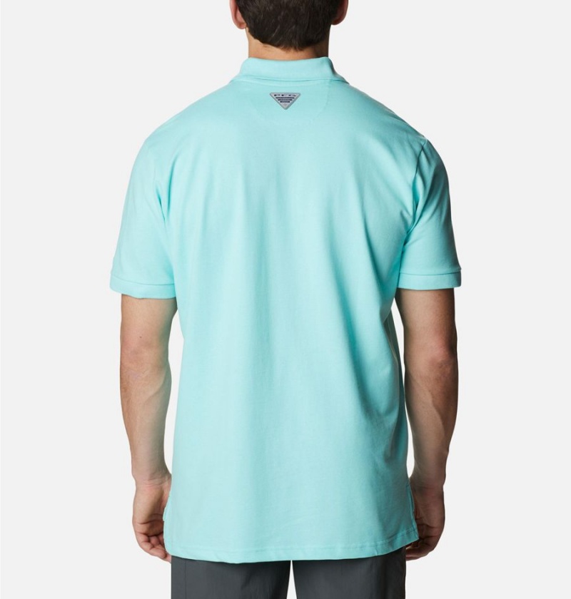 Columbia PFG Bonefish Pique Men's Polo Shirt Turquoise | GCAXNB-903