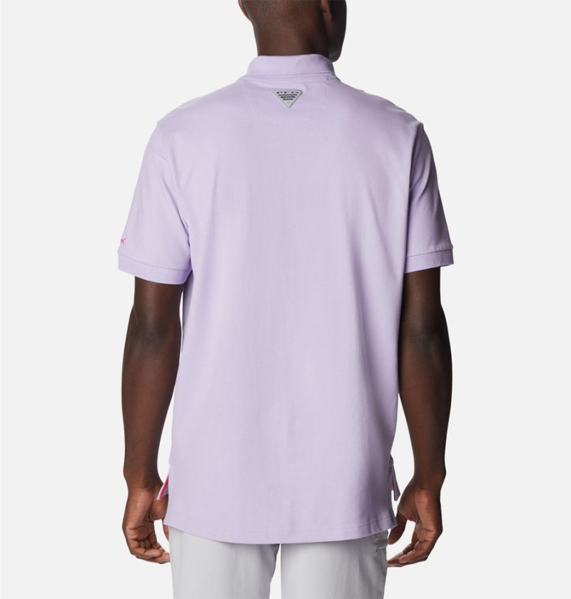 Columbia PFG Bonefish Pique Men's Polo Shirt Purple | MJSANW-281