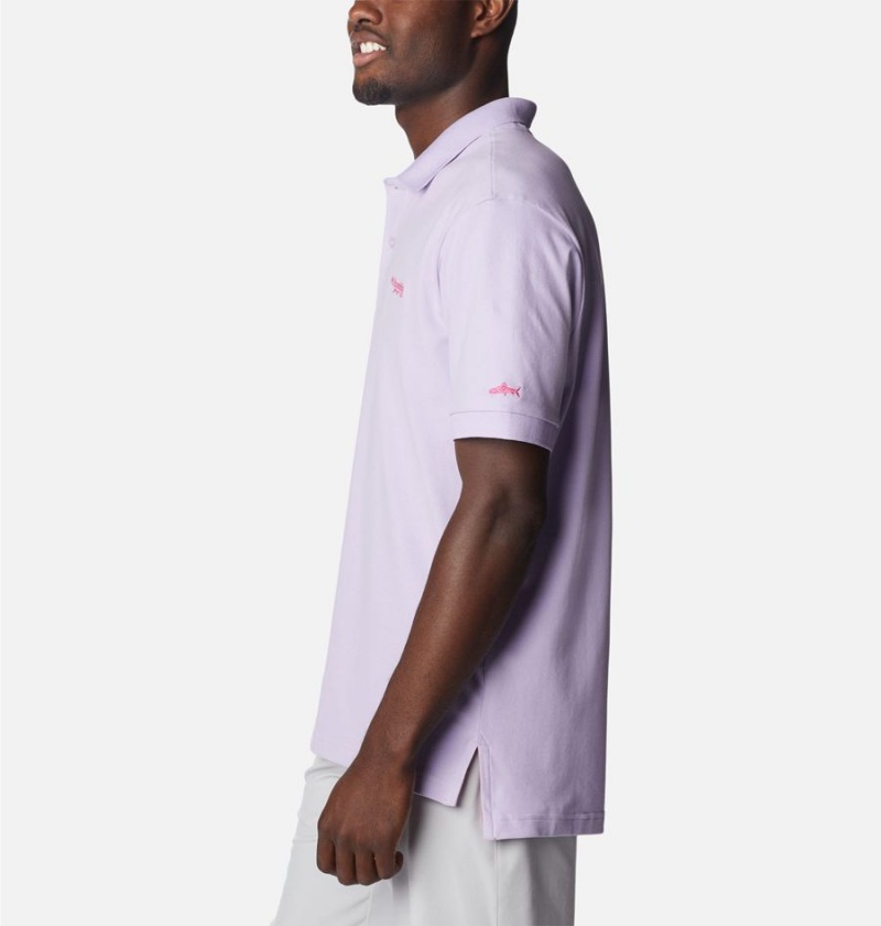 Columbia PFG Bonefish Pique Men's Polo Shirt Purple | MJSANW-281