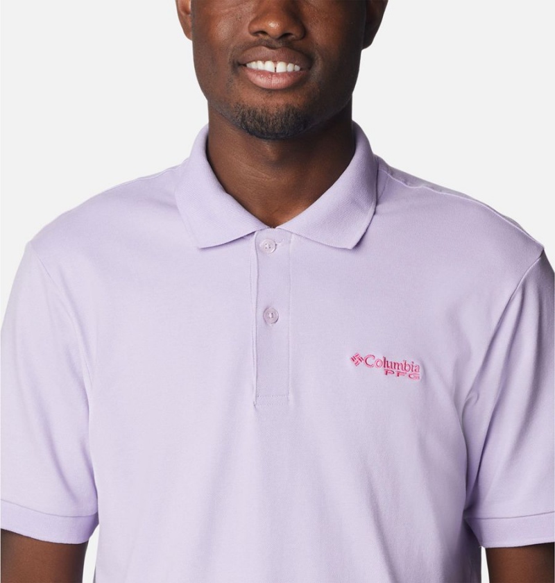 Columbia PFG Bonefish Pique Men's Polo Shirt Purple | MJSANW-281