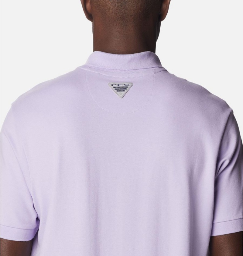 Columbia PFG Bonefish Pique Men's Polo Shirt Purple | MJSANW-281