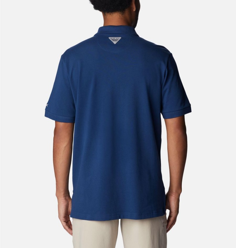 Columbia PFG Bonefish Pique Men's Polo Shirt Blue | ZEKSFD-832