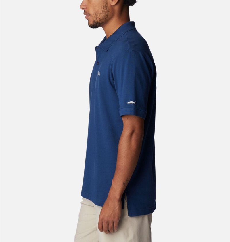 Columbia PFG Bonefish Pique Men's Polo Shirt Blue | ZEKSFD-832