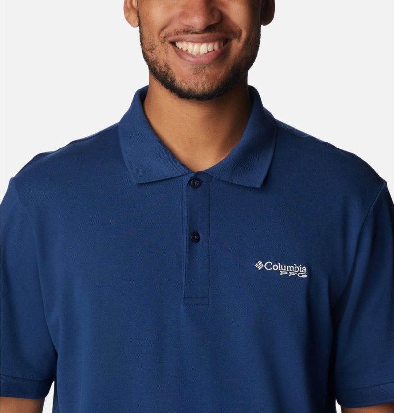Columbia PFG Bonefish Pique Men's Polo Shirt Blue | ZEKSFD-832