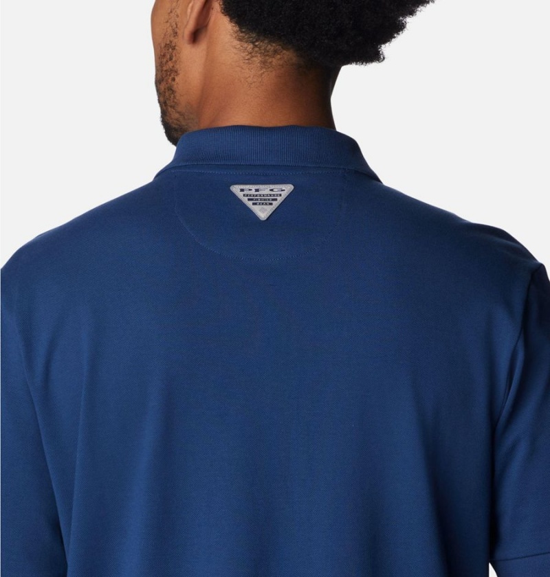 Columbia PFG Bonefish Pique Men's Polo Shirt Blue | ZEKSFD-832