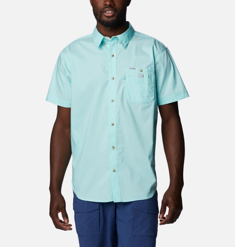 Columbia PFG Bonefish Short Sleeve Men\'s Shirt Turquoise | ATGIYW-347