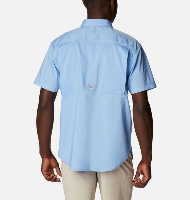 Columbia PFG Bonefish Short Sleeve Men's Shirt Blue | HBQYVU-378