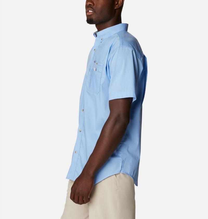 Columbia PFG Bonefish Short Sleeve Men's Shirt Blue | HBQYVU-378