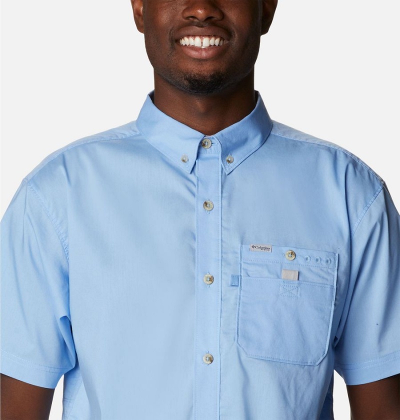 Columbia PFG Bonefish Short Sleeve Men's Shirt Blue | HBQYVU-378