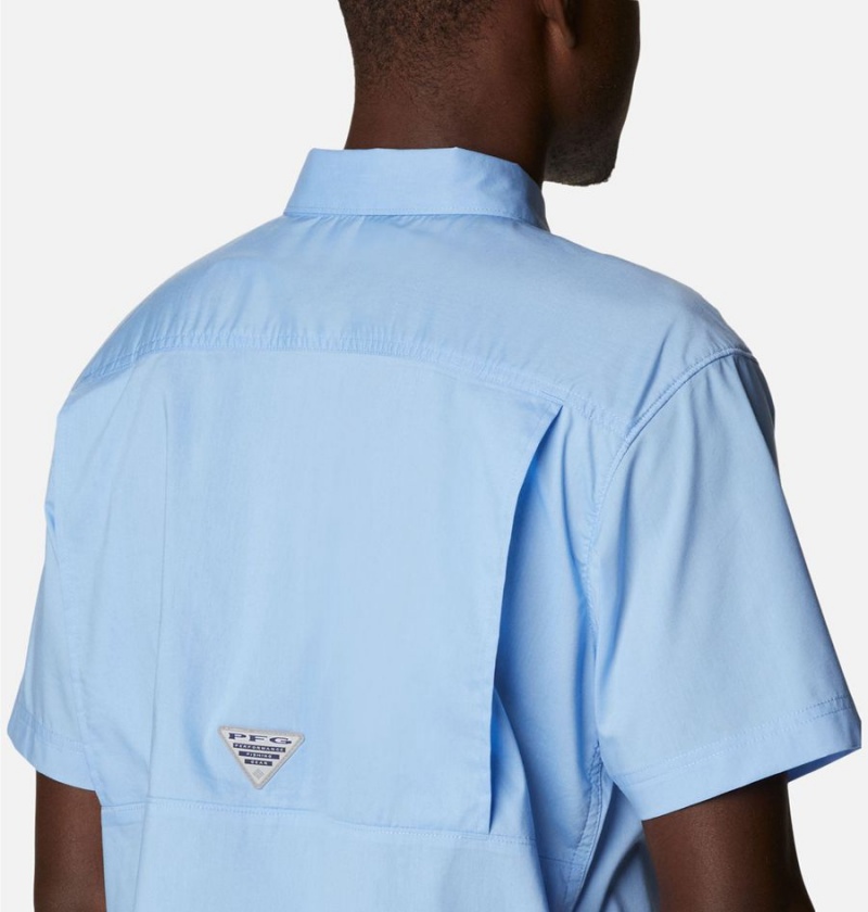 Columbia PFG Bonefish Short Sleeve Men's Shirt Blue | HBQYVU-378