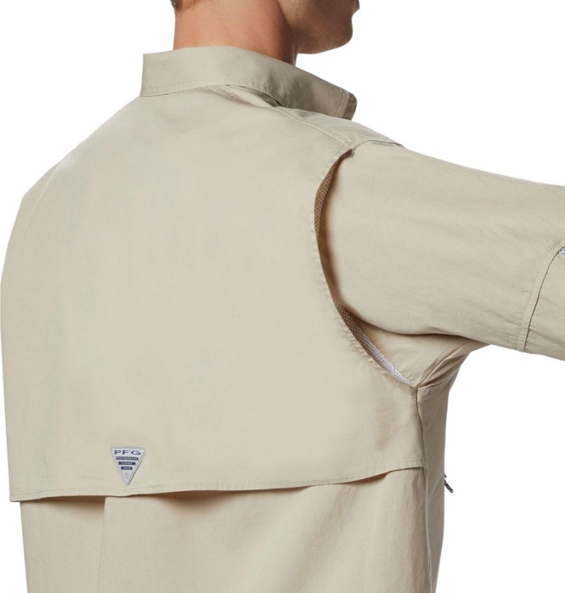 Columbia PFG Bonehead Long Sleeve Men's Shirt Khaki | RQLBFI-485