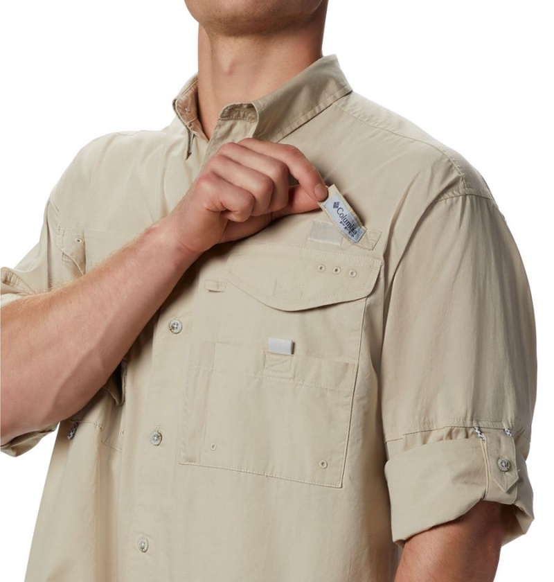 Columbia PFG Bonehead Long Sleeve Men's Shirt Khaki | RQLBFI-485