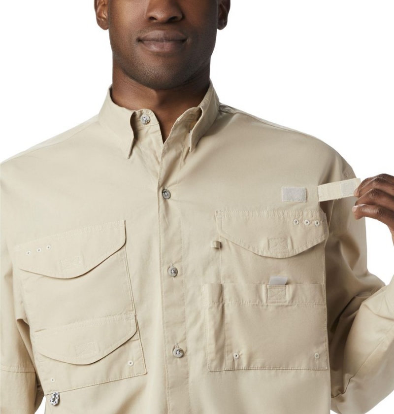 Columbia PFG Bonehead Long Sleeve Men's Shirt Khaki | RQLBFI-485