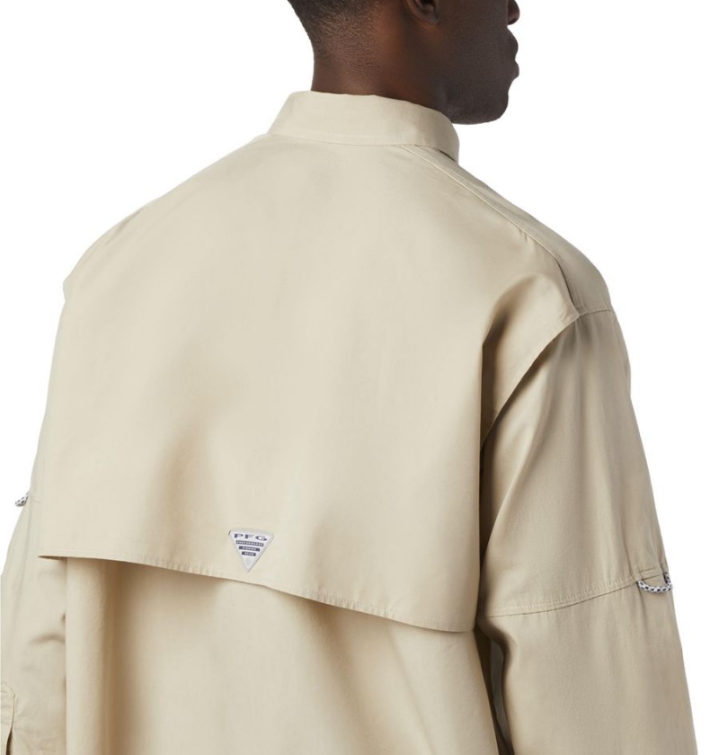 Columbia PFG Bonehead Long Sleeve Men's Shirt Khaki | RQLBFI-485