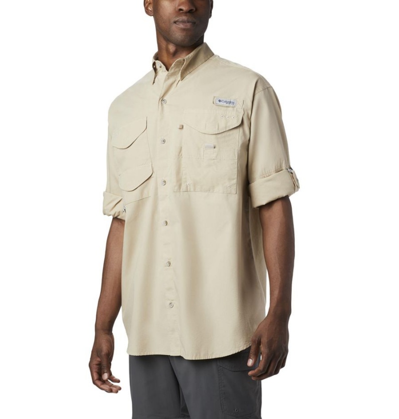 Columbia PFG Bonehead Long Sleeve Men's Shirt Khaki | RQLBFI-485