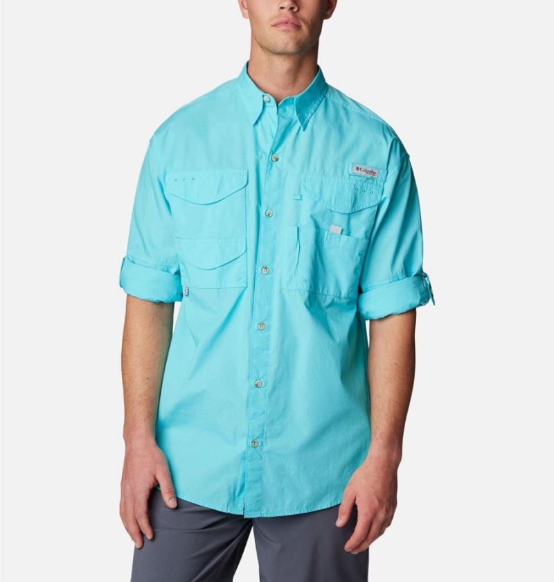 Columbia PFG Bonehead Long Sleeve Men's Shirt Blue | MHNETF-703